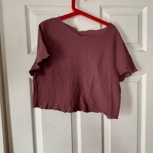 Casual Mauve Ribbed Women's Top with matching pants
